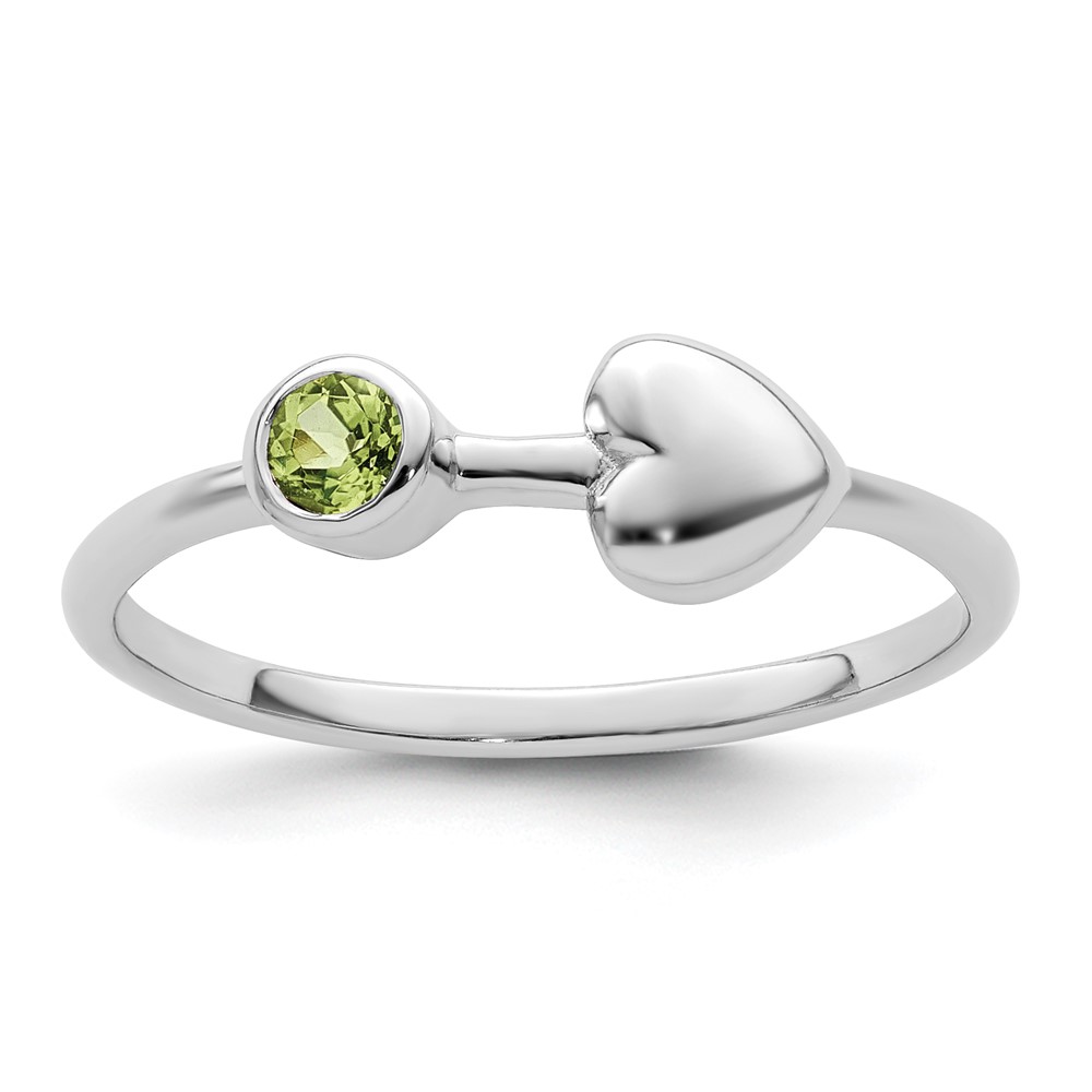 Sterling Silver Heart Peridot August Birthstone Ladies Ring Size 8 39$